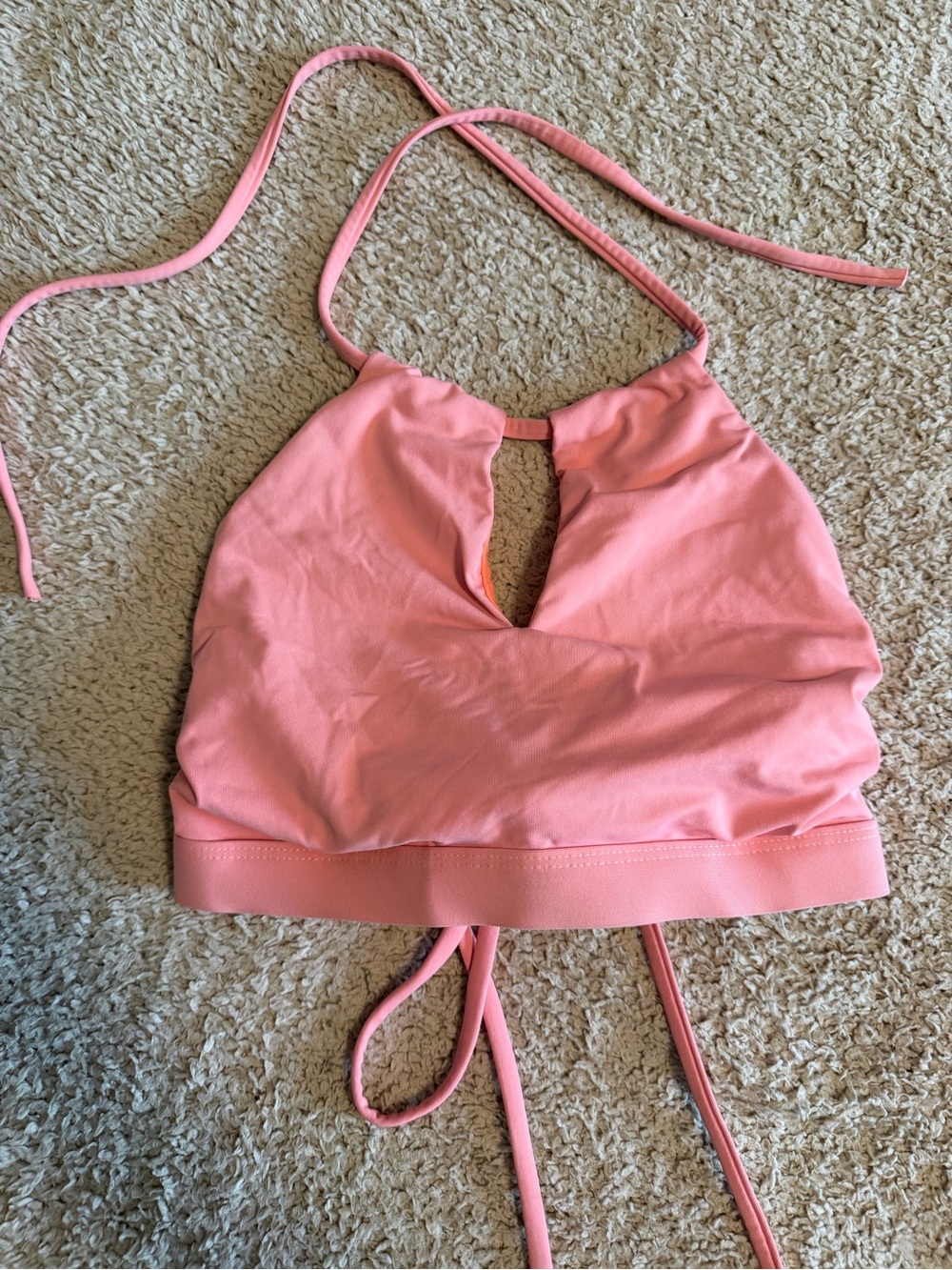 Athleta Pink High Neck Keyhole Halter Bikini Swim Top Size S